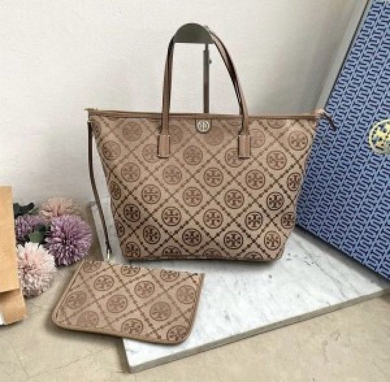 Toryy Burchh T Monogram Tote with OG Box, Dust Bag & Extra Pouch AV286(ZYDROP)