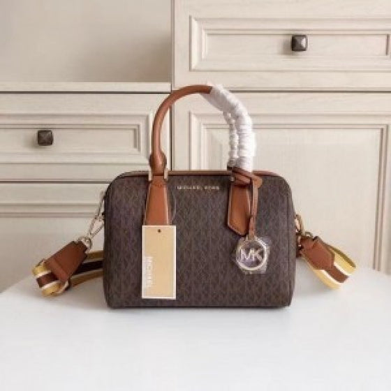 Michaell Korss Boston Handbag with OG Box and Dust Bag Premium Quality (Beige Brown) (ZYDROP)AV231