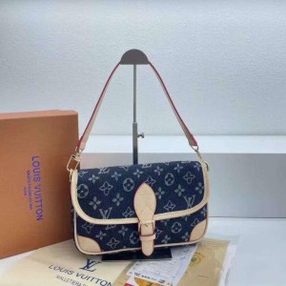 Louiss Vuittonn LV Diane Monogram Empreinte Leather with OG Box & Dust Bag (Blue Denim M46583)(ZYDROP)AV205