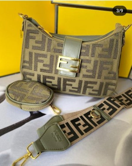 Fendii Boston 365 Brown FF Jacquard Fabric Bag with Box(ZYDROP)AV124
