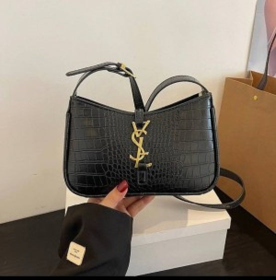YSLL Saintt Laurentt Grain De Poudre Matelassé Chevron Medium Monogram Satchel Black with Box (ZYDROP)AV291