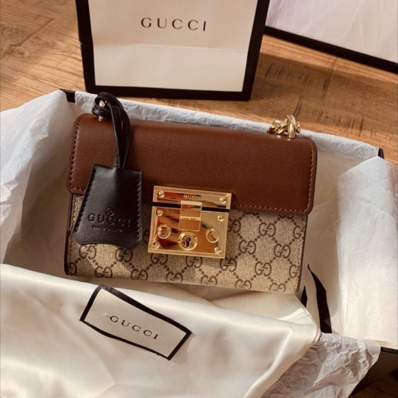 Guccii Padlock Shoulder Bag with Double OG Box Dust Bag (Orange) (ZYDROP)AV173
