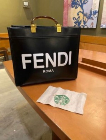 Fendii Romaa Plain Ladies Trendy Leather Handbag - 35 cm Big Size (ZYDROP)AV131