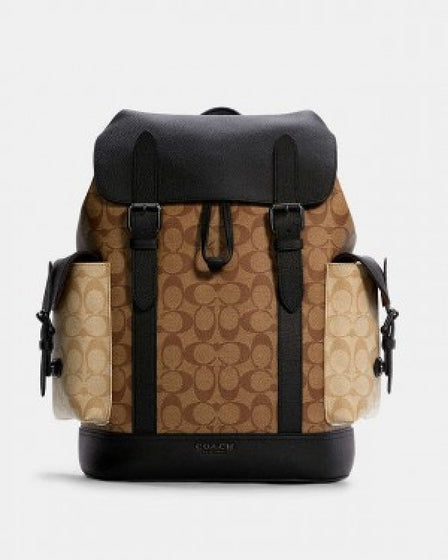 Coachh Hudson Backpack in Blocked Signature Canvas (ZYDROP))AV081