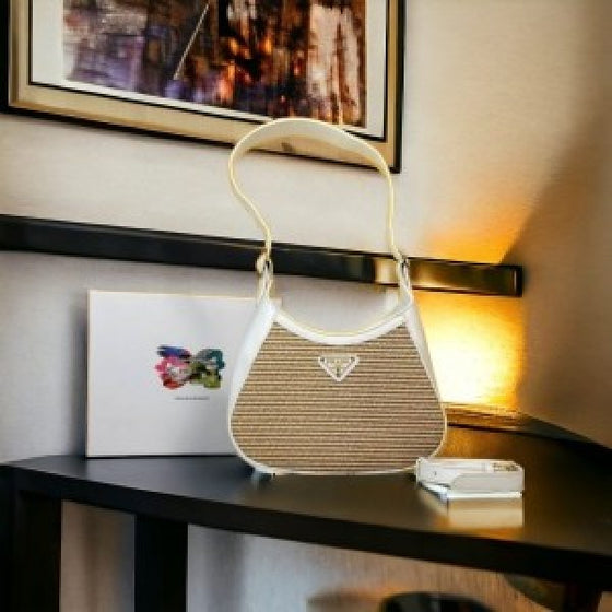 Pradaa Jute Shoulder Bag with OG Box & Dust Bag (White) (ZYDROP)AV271