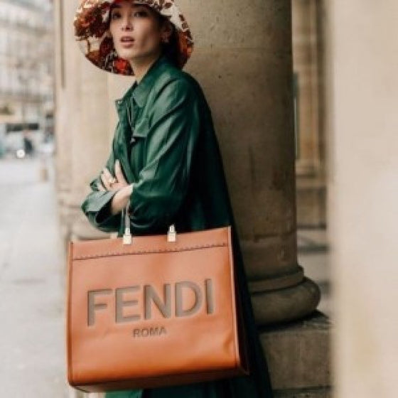 Fendii Romaa Plain Ladies Trendy Leather Handbag 35 CM Big Size (ZYDROP)AV132