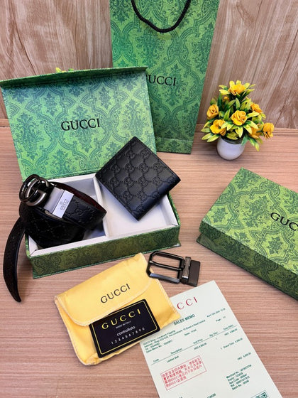 GUCCII WALLET & BELT WITH 2 BUCKLE COMBO(ZYDROP)