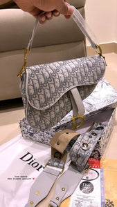 Christiann Diorr Saddle Grey Bag with Box, Bill, Dust Bag & Sling Belt (ZYDROP)AV039