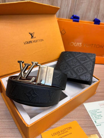 LV premium wallet, 2 buckle & belt combo