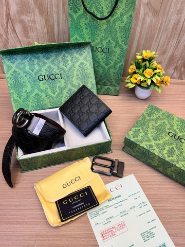 GUCCII WALLET & BELT WITH 2 BUCKLE COMBO(ZYDROP)