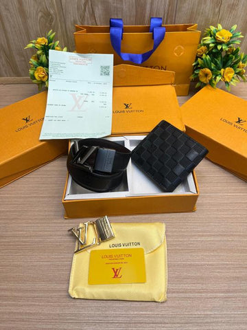 LOUIIS VUIITTON 2 Buckle Belt & wallet Combo (ZYDROP)